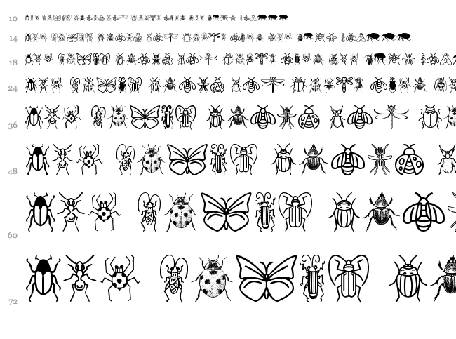 Insect Icons font waterfall